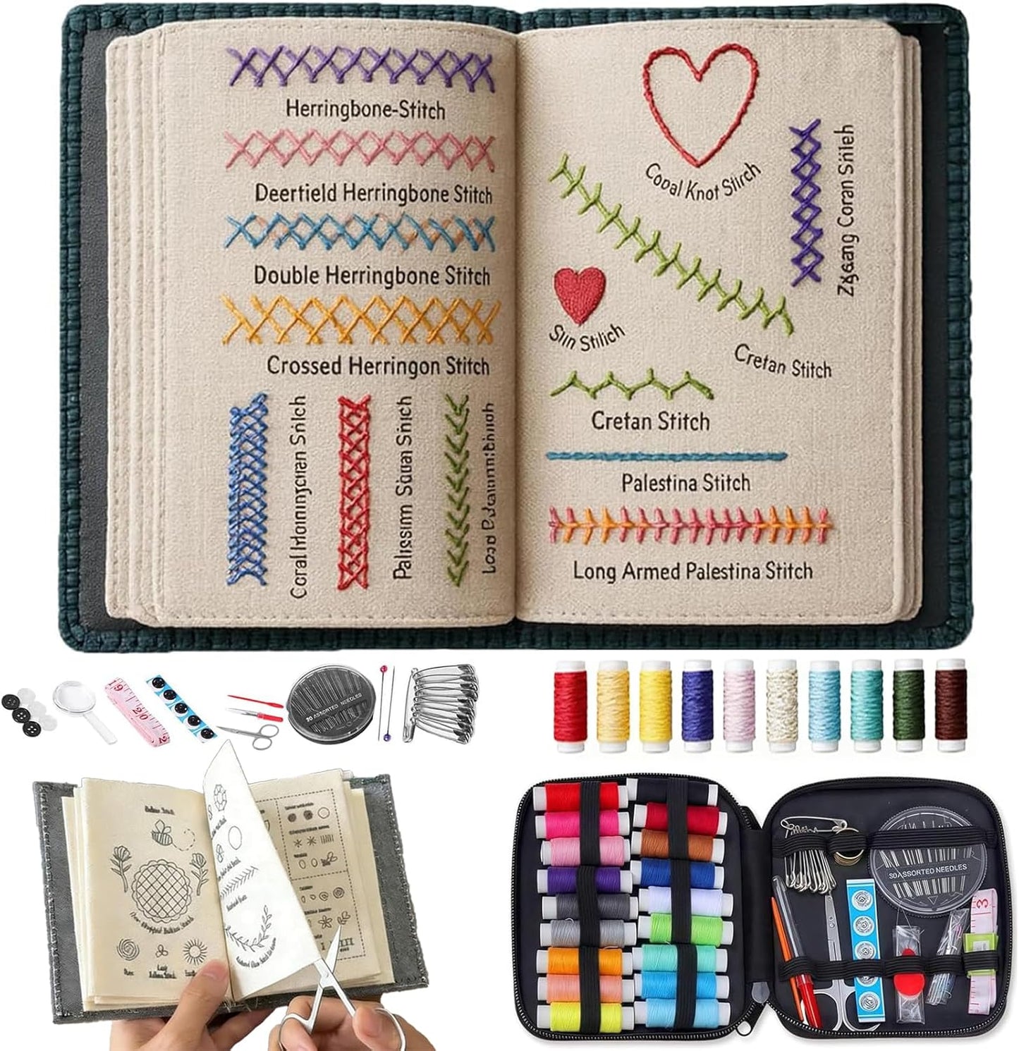 Embroidery Stitch book 143 different stitches (with free sewing kit 🧵)