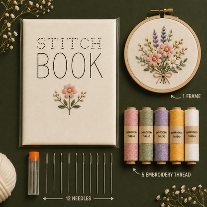 Embroidery Learning & practicing Stitch Book (with kit +143 design)