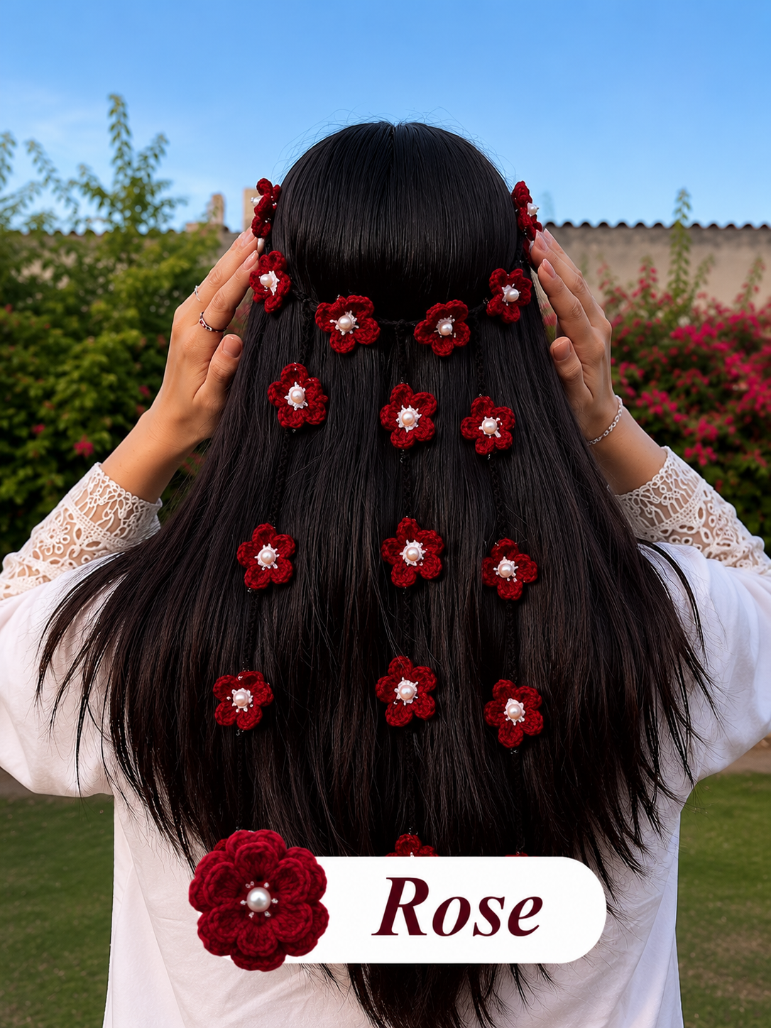 Handmade Crochet Flower Hair Band (100 % handmade)