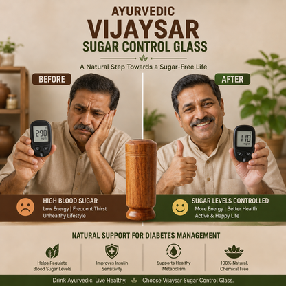 🌿 Vijaysar Wooden Sugar Control Glass ✨