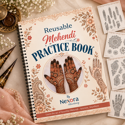 REUSABLE MEHNDI PRACTICE BOOK ( with trasnaprent sheet)