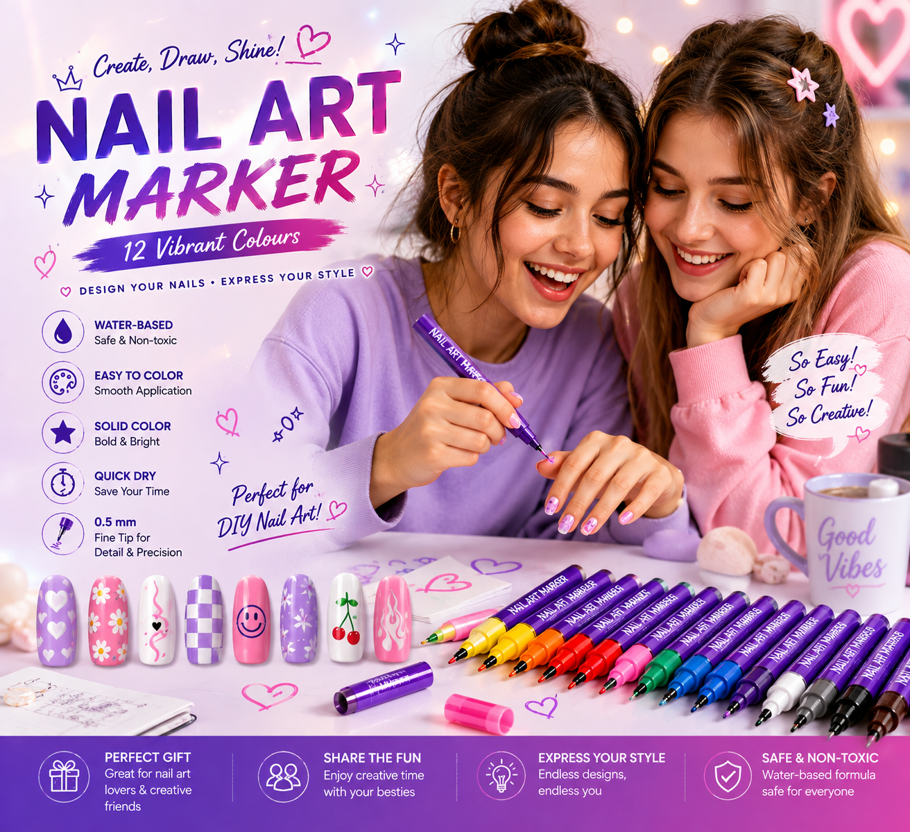 Magic Reusable Nail Art Marker ( Allow To Open )