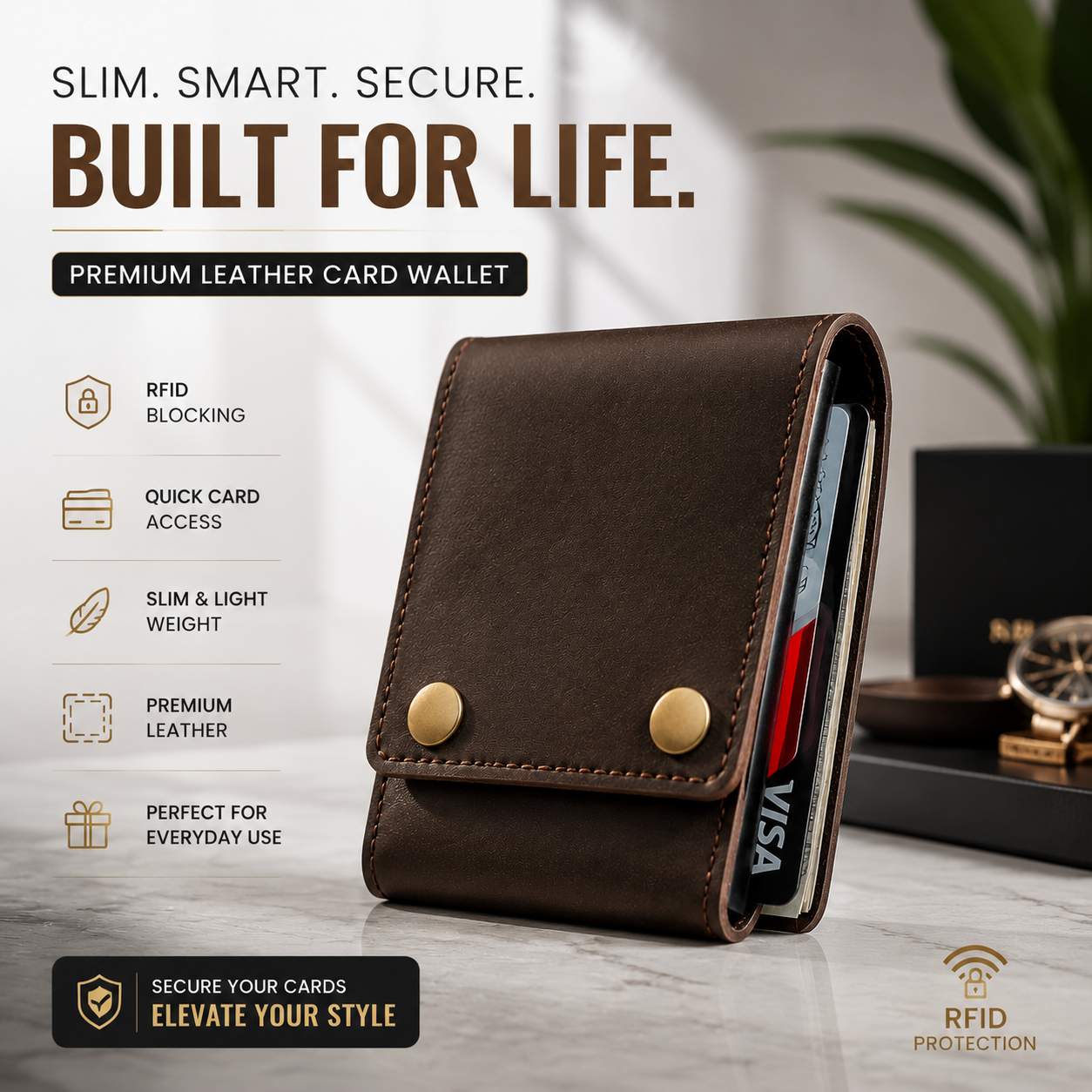 Premium Leather Smart Card Wallet