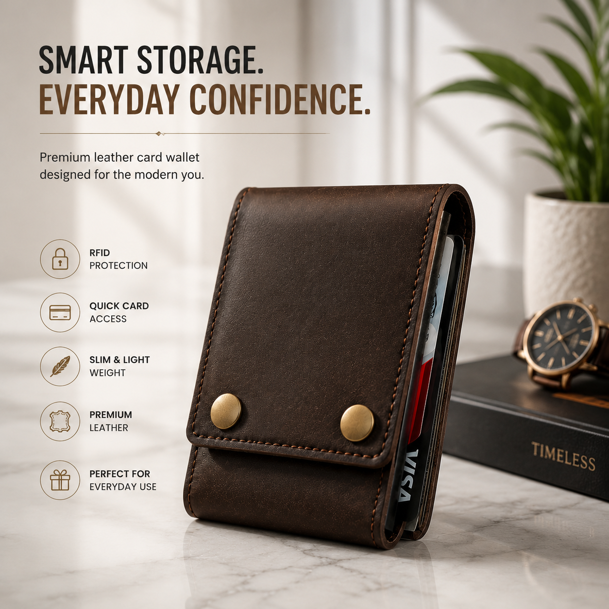 Premium Leather Smart Card Wallet
