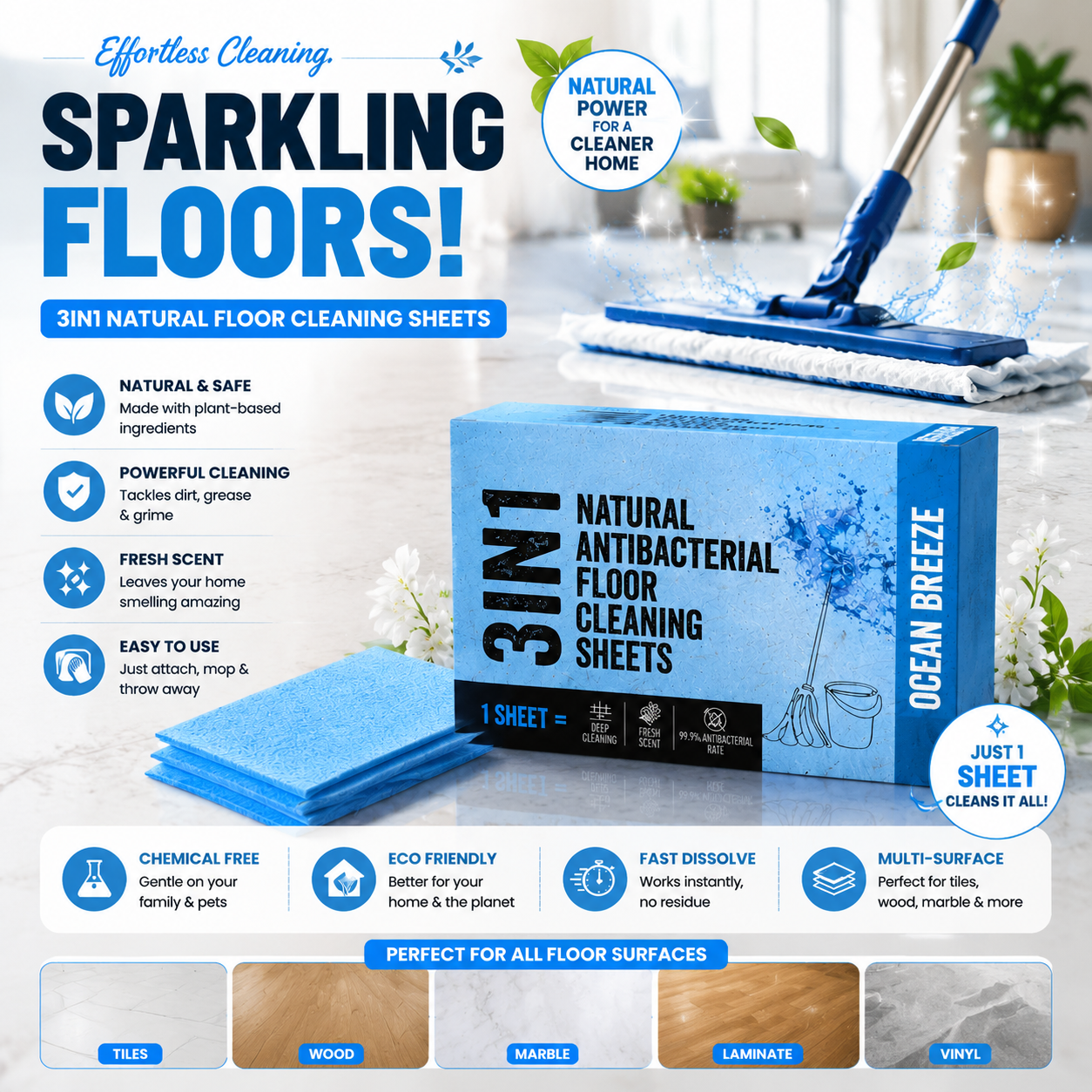🏠 Smart Floor Cleaning Sheets – Instant Cleaning Solution