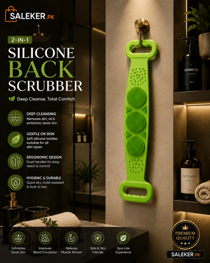 2-in-1 Silicone Back Scrubber and Bath Brush