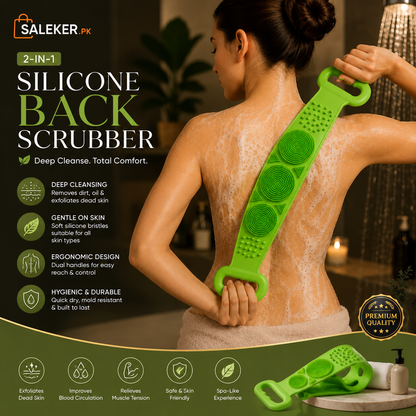 2-in-1 Silicone Back Scrubber and Bath Brush