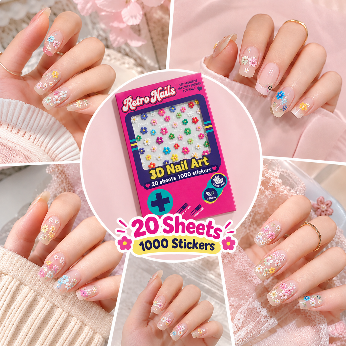 3D Floral Nail Art Stickers