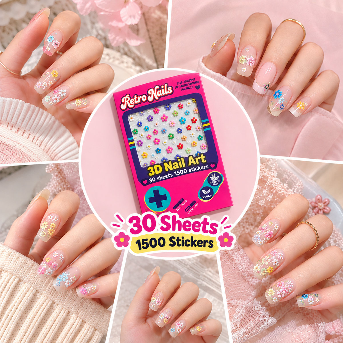 3D Floral Nail Art Stickers