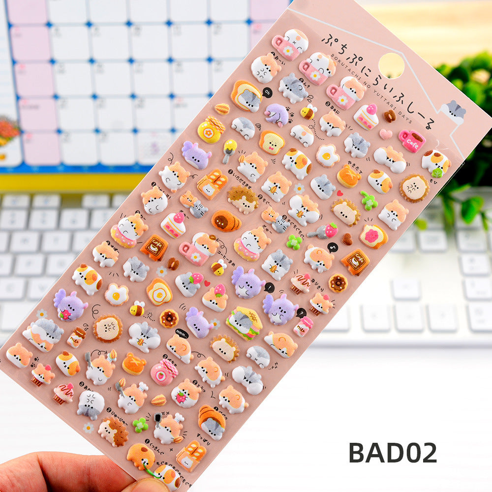 Cute Cartoon 3D Foam Filled Stickers Sheet