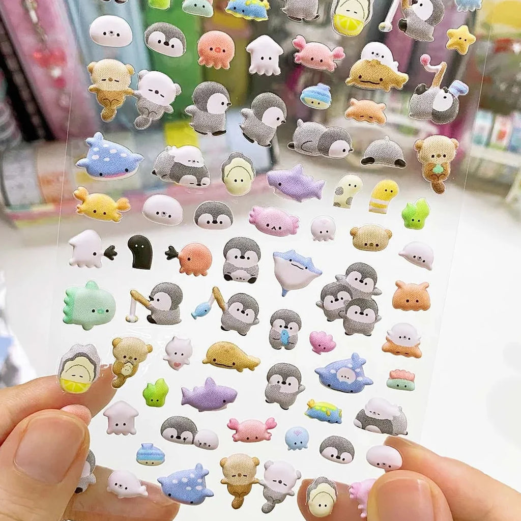 Cute Cartoon 3D Foam Filled Stickers Sheet