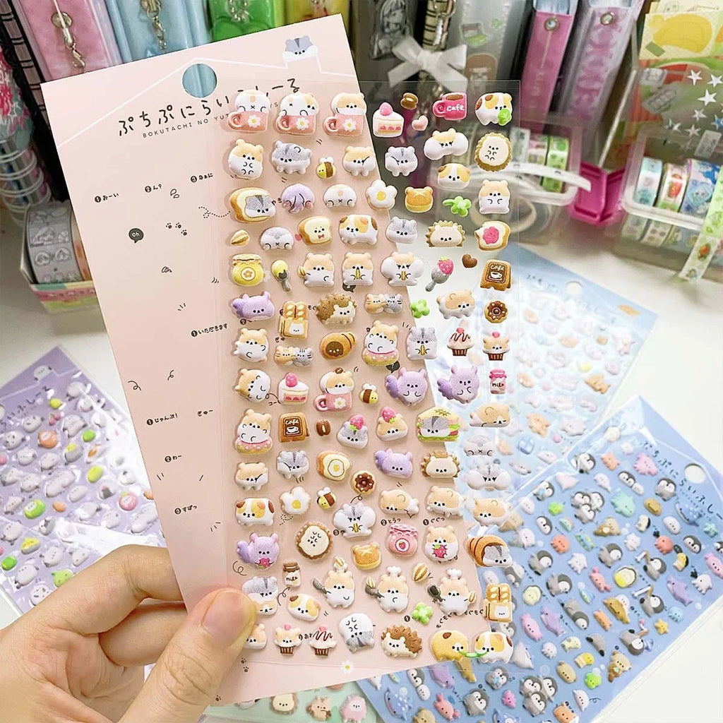 Cute Cartoon 3D Foam Filled Stickers Sheet