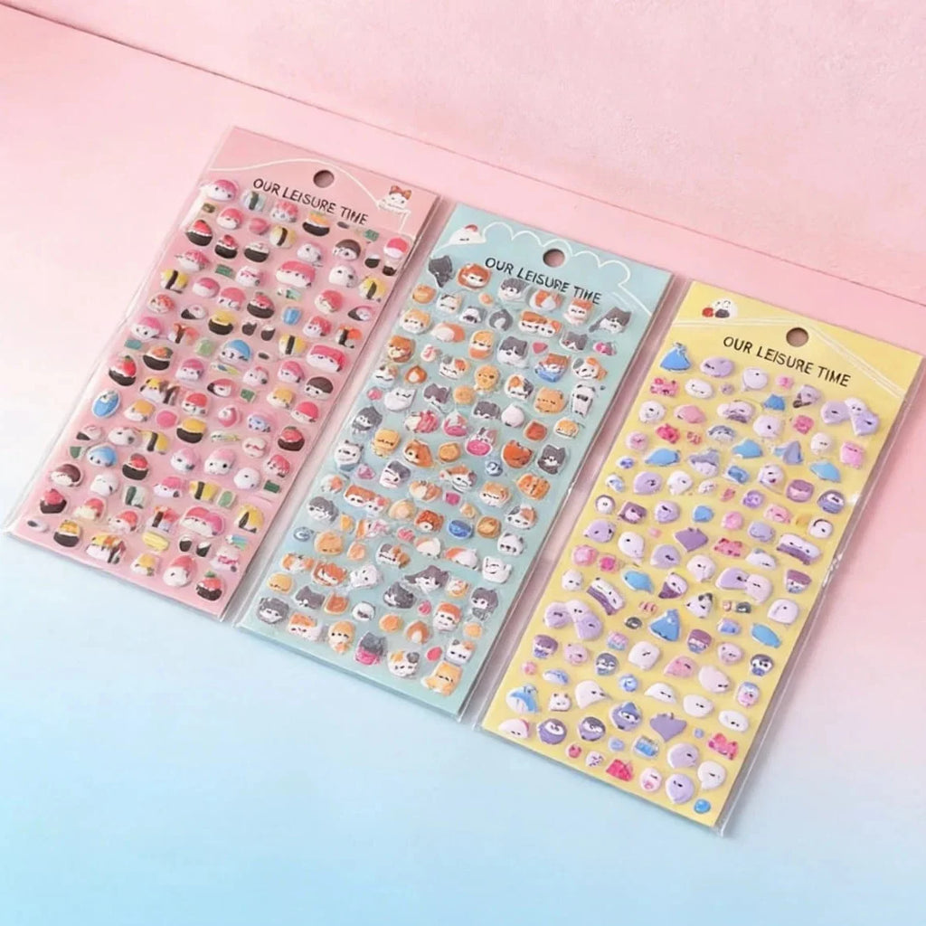 Cute Cartoon 3D Foam Filled Stickers Sheet