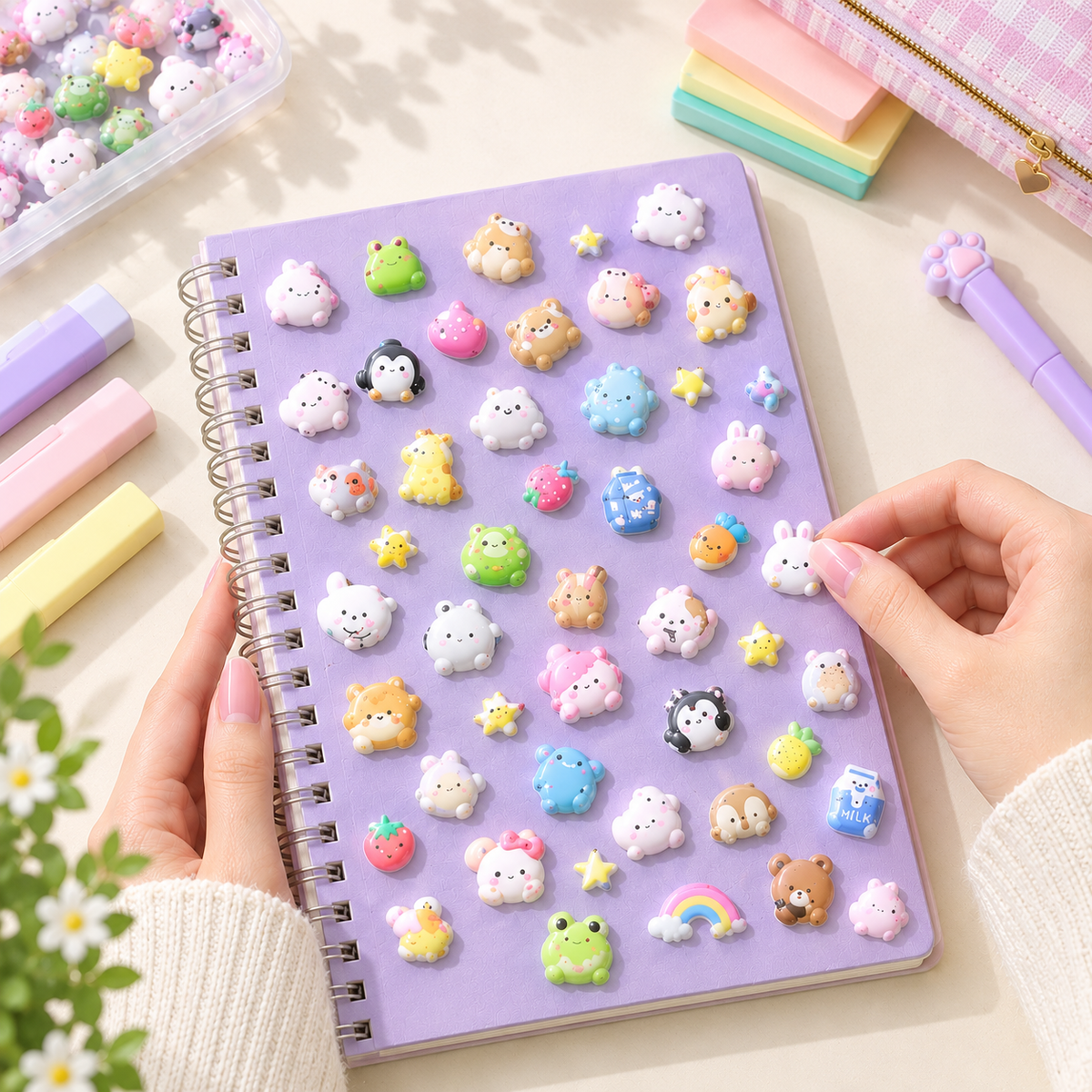 Cute Cartoon 3D Foam Filled Stickers Sheet