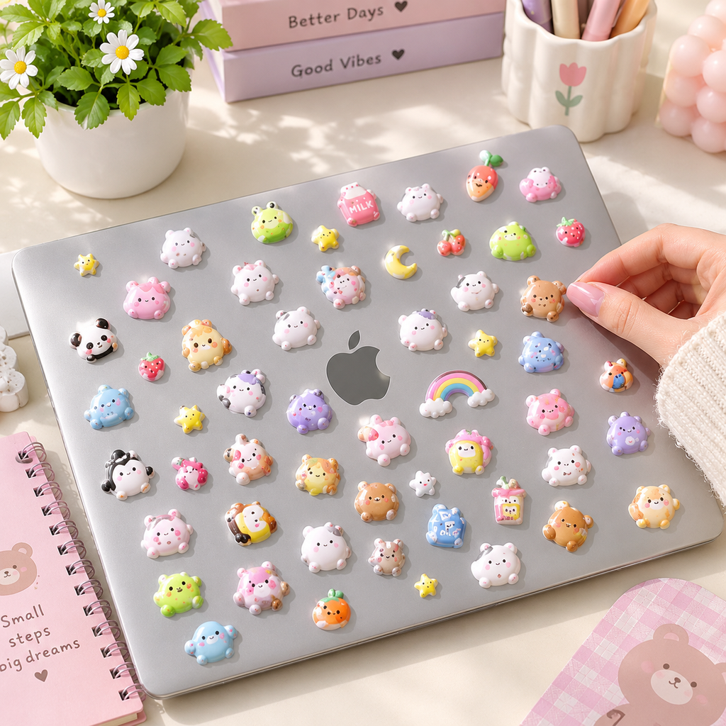Cute Cartoon 3D Foam Filled Stickers Sheet
