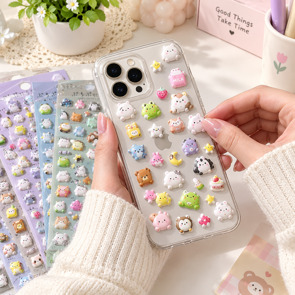 Cute Cartoon 3D Foam Filled Stickers Sheet