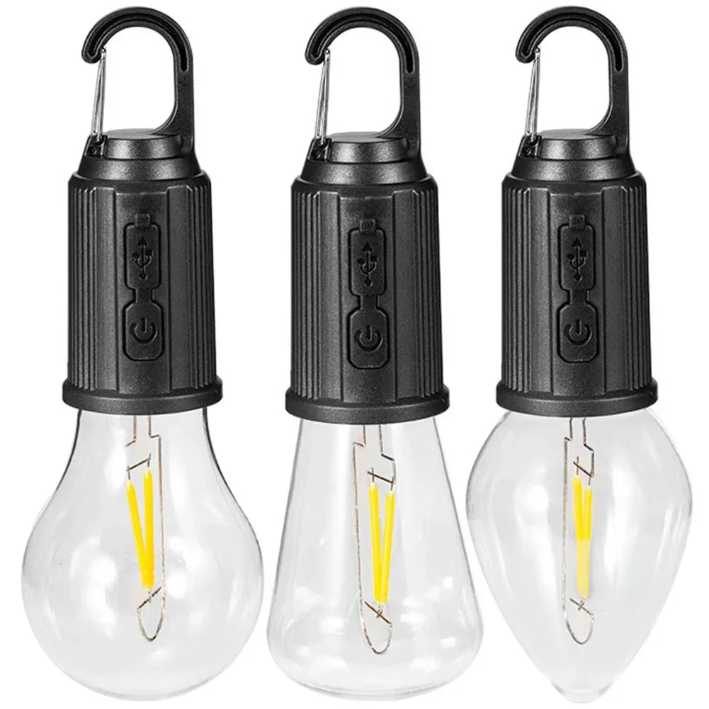 Waterproof LED USB Rechargeable Camping Light Bulb with Hook