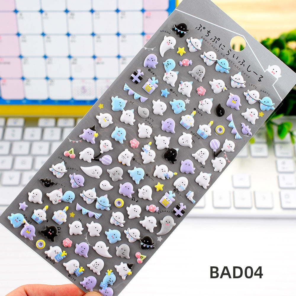 Cute Cartoon 3D Foam Filled Stickers Sheet