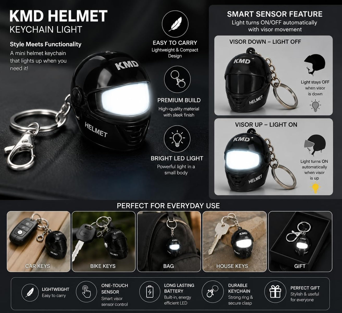 LED Helmet Keychain for Bike lovers